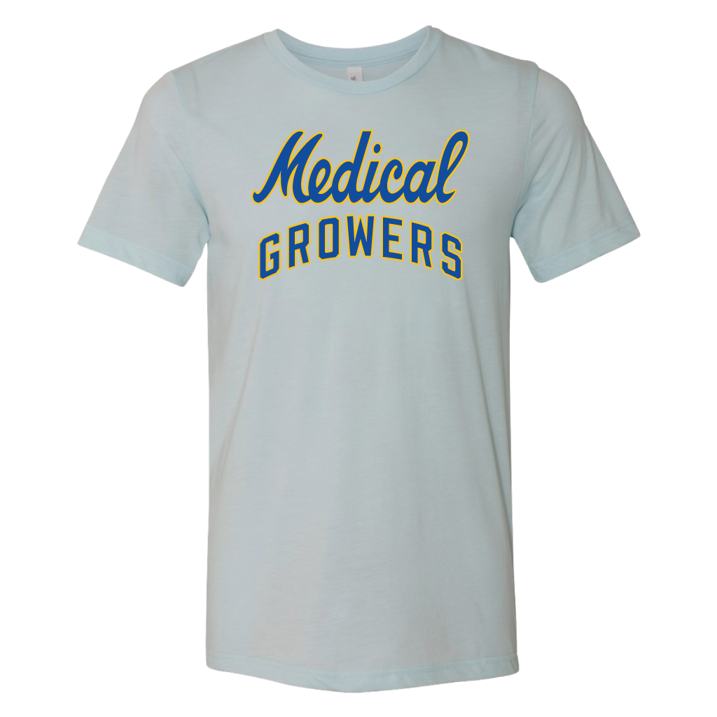 Ice Blue MKE Baseball Medicinal Growers Throwback T-Shirt Unisex